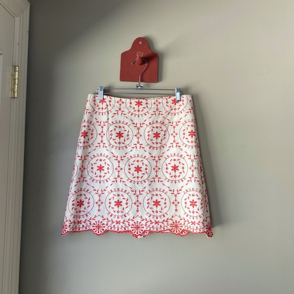 Loft Floral Orange Embroidered Mini Skirt 4 - Picture 2 of 7